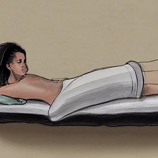 Image similar to high - quality sketch of a person reclined on a mattress