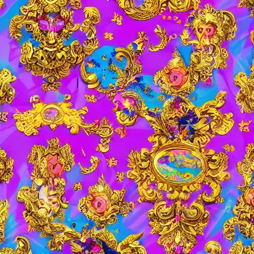 Image similar to Lisa Frank and baroque collaboration