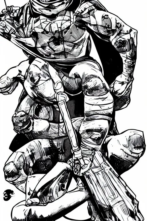 Prompt: prince rodgers nelson a a teenage mutant ninja turtle, full body, pen an ink, comic books style, very detailed, by eric talbot, artstation, pinterest