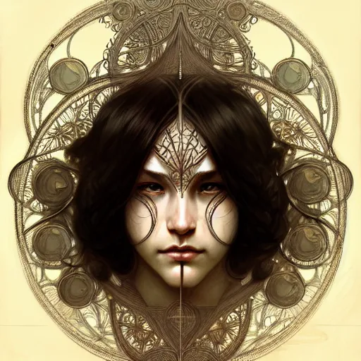 Image similar to Intricate delicate chakra face diagram, face, detailed, intricate, elegant, highly detailed, digital painting, artstation, concept art, smooth, sharp focus, illustration, art by Krenz Cushart and Artem Demura and alphonse mucha