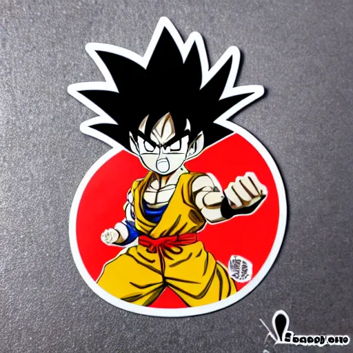 Image similar to die cut sticker, goku using gomu gomu no gatling by luffy, splatter paint