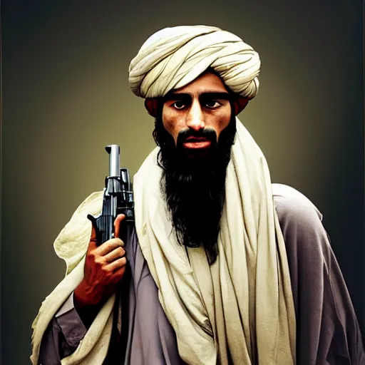 Prompt: taliban, painting by emanuele dascanio and robin eley