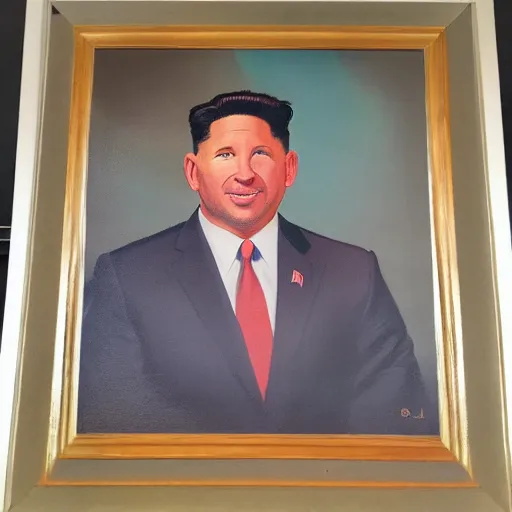 Image similar to Ron Desantis in the style of a North Korean portrait