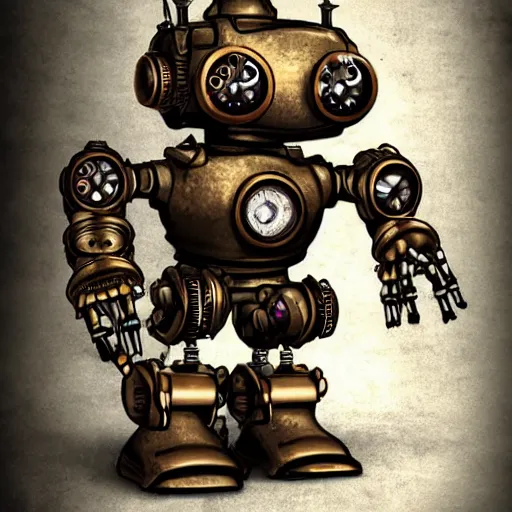 Image similar to a steampunk robot, photorealistic