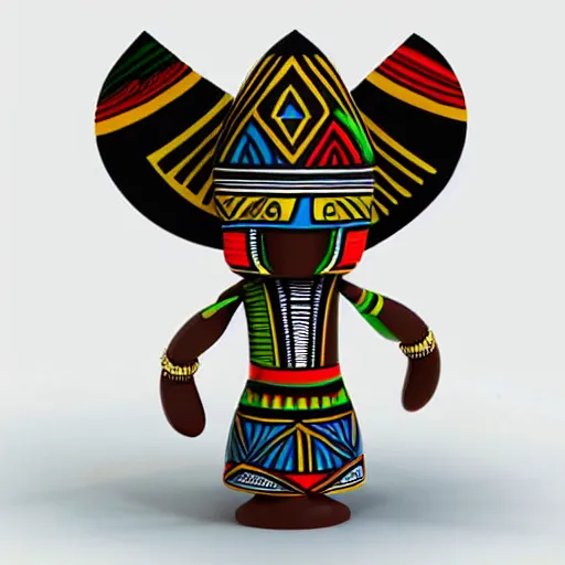 Prompt: african tribal chief vinyl art toy, detailed product photo, 3 d render,