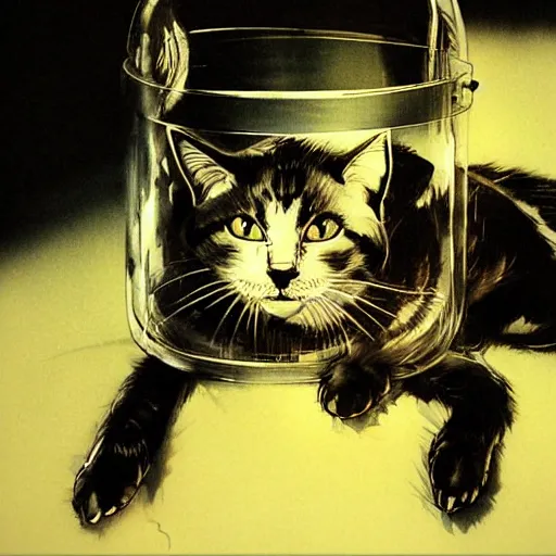 Image similar to a cat in a jar, Yoji Shinkawa