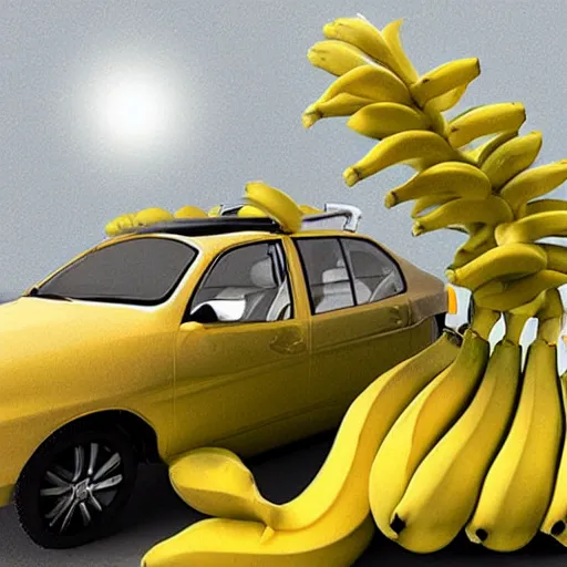 Image similar to car made of bananas, photorealistic, surreal