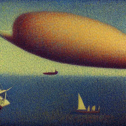 Prompt: an airship by Georges Seurat