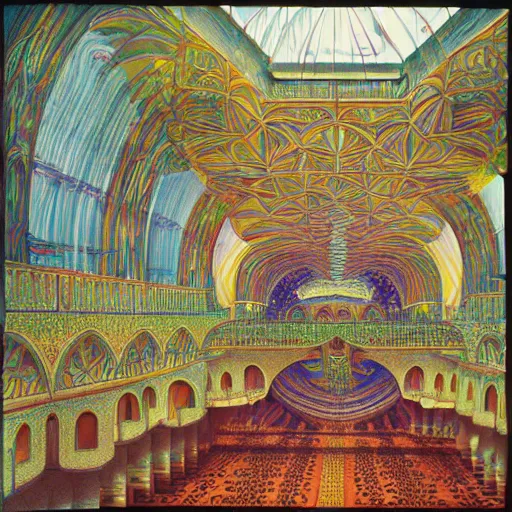 Image similar to world most beautiful mosque by jeff koons, m. c. escher, zdzisław beksinski, beeple, rutkowski, and alphonse mucha, chihuly