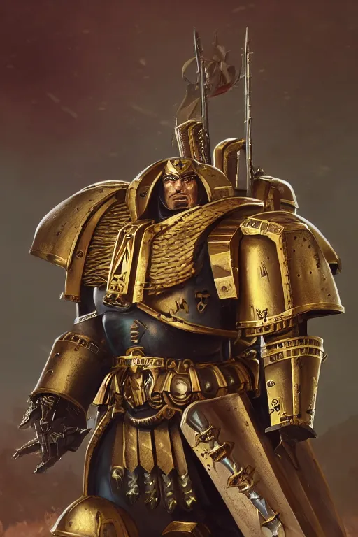 Image similar to armor portrait heros warhammer 4 0 k horus heresy fanart - the primarchs emperor by johannes helgeson animated with vfx concept artist & illustrator global illumination ray tracing hdr fanart arstation zbrush central hardmesh 8 k octane renderer comics stylized