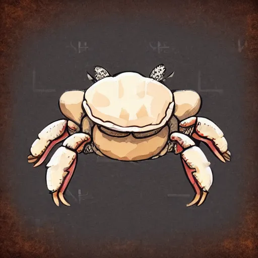 Prompt: illustration of one small small small standalone highly detailed minimalist hermitcrab! paguro crab in a shell, with flemish baroque rococo unexpected steampunk elements. seen from the distance hd! matte paper background. childrenbook in soft natural pastel tones