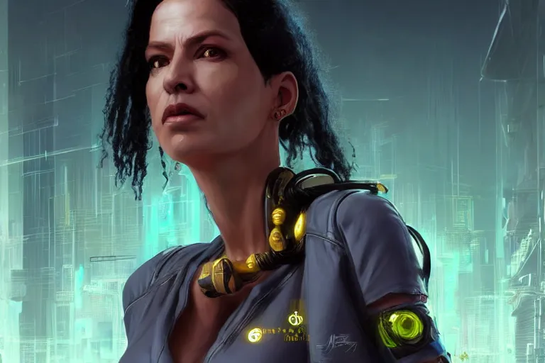 Prompt: A solarpunk very highly detailed Judy Alvarez from the videogame Cyberpunk 2077, with very highly detailed face on the street of a very highly detailed smooth solarpunk city digital concept art by Greg Rutkowski, neofuturistic highly detailed, digital concept art, Dimensional cyan gold natural light, sharp focus, Golden Ratio illustration, realistic concept art by Stephen Hickman and James Gurney and Hiromasa Ogura Ghost in the Shell rendered in Octane Render, From the distance