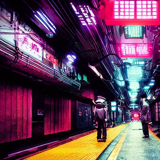 Prompt: the underground, Neo-Tokyo, cyberpunk