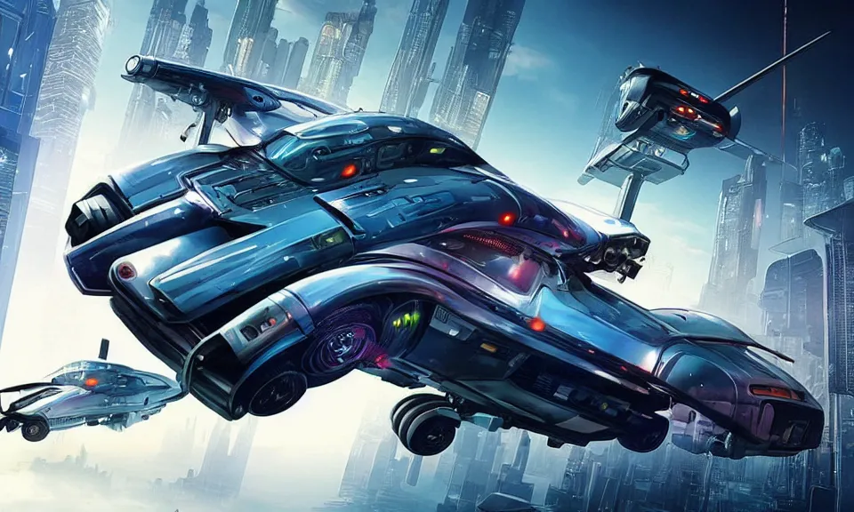 Image similar to cyberpunk, futurisric, flying, city, flying car, spaceship,