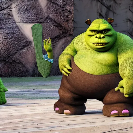 Image similar to big sir monster is a hybrid of shrek, big foot, elephant, and hippo