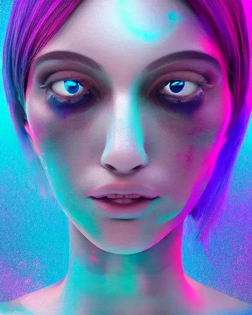 Image similar to a glitch art character portrait of female psychic a. i. manifesting into reality trending on artstation deviantart pinterest detailed realistic hd 8 k high resolution