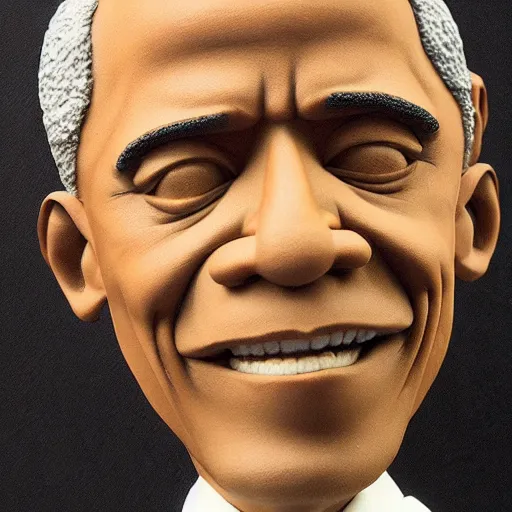 Image similar to barrack obama made out of polymer clay detailed sculpture trending on artstation