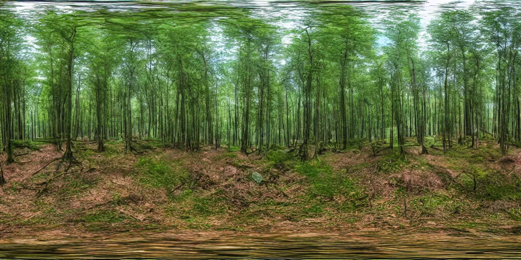 Prompt: a high quality professional 360 photograph of a scary forest