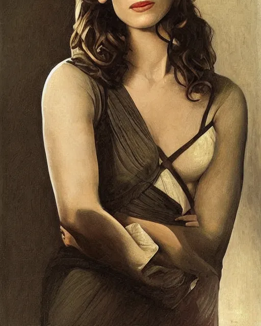 Image similar to portrait of keira knightley by tamara de lempika, 1 9 4 5