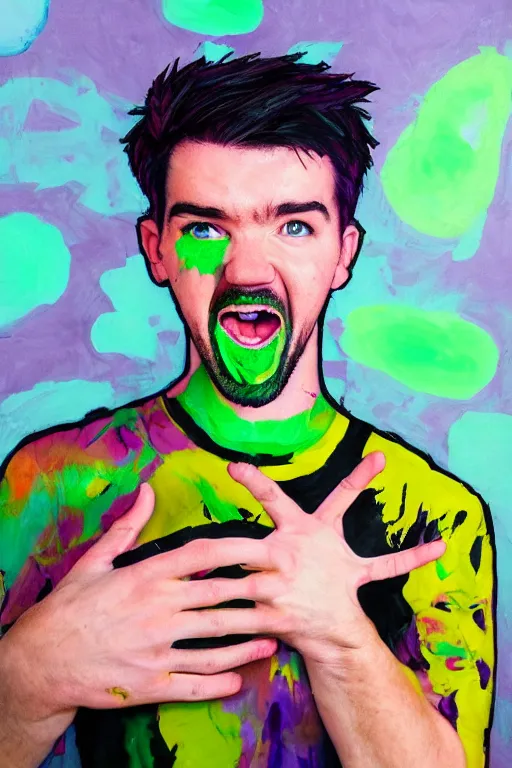 Image similar to Sean McLoughlin, jacksepticeye, irish youtuber, solo portrait, yelling really loud 🎨🖌️