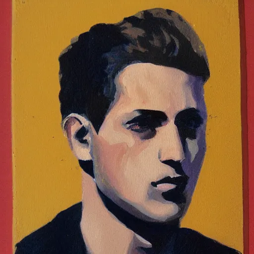 Image similar to handsome young man model limited palette painting