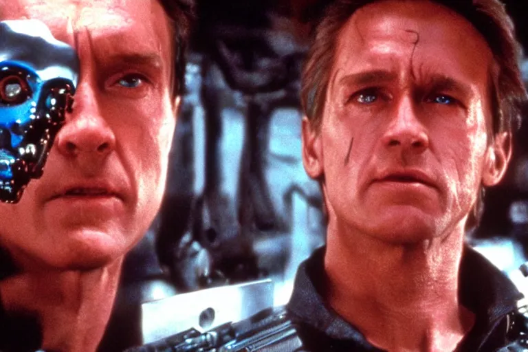 Prompt: VFX movie where Doug Funny plays the Terminator by James Cameron