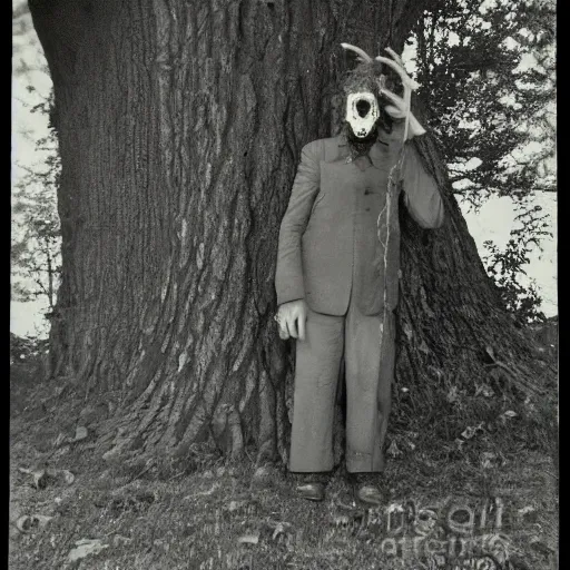 Image similar to A vintage photograph of a creepy and scary tree person, macabre W- 768
