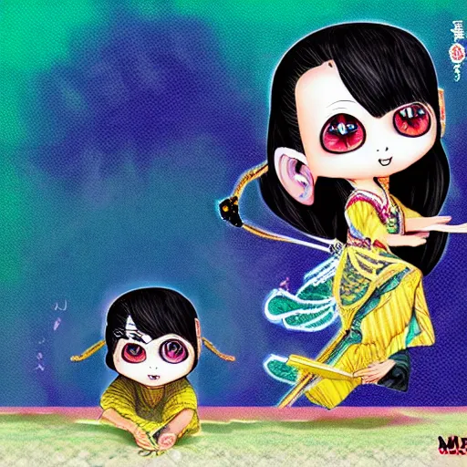 Prompt: Silat sloth dual, chibi manga art style, Japanese style, in the style of Mark Ryden, digital art