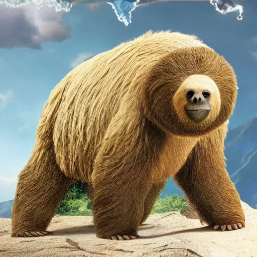 Image similar to a ground sloth in all five films who is dull - witted, talkative, friendly, carefree, naive, accident - prone, patient and funny with a caring nature, and is voiced with a lateral lisp, disney, sid, ice age, movie