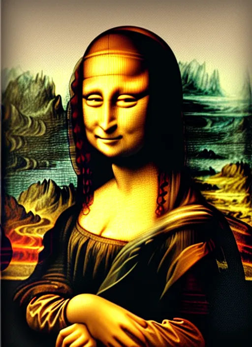 Prompt: “Mona Lisa painting with a laptop”