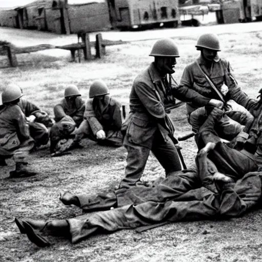 Image similar to ww 2 american officer executing prisoners of war