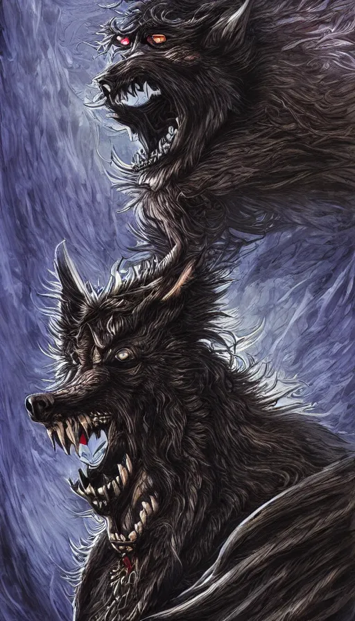 Image similar to Werewolf in London, by Ayami Kojima, studio ghibli, cinematic lighting, intricate, highly detailed, digital painting, trending on artstation, Illustration, epic scale