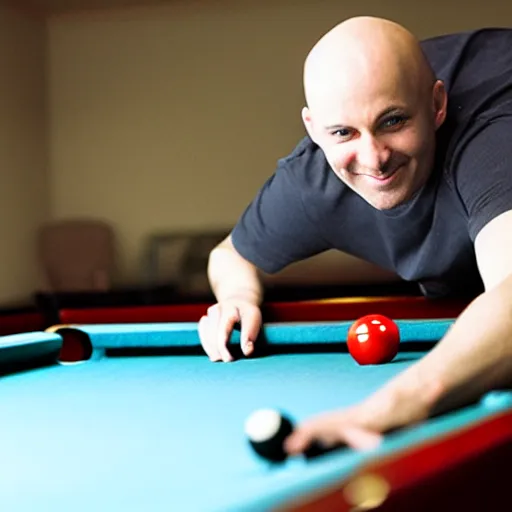 Image similar to bald guy playing pool