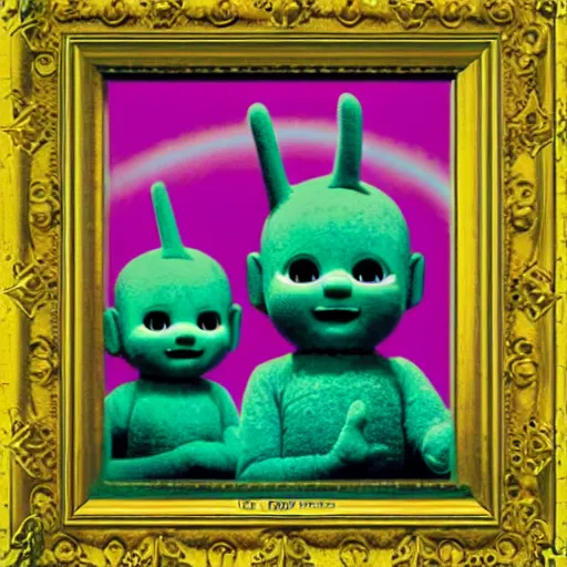 Prompt: Teletubbies acidwave by Mark Ryden