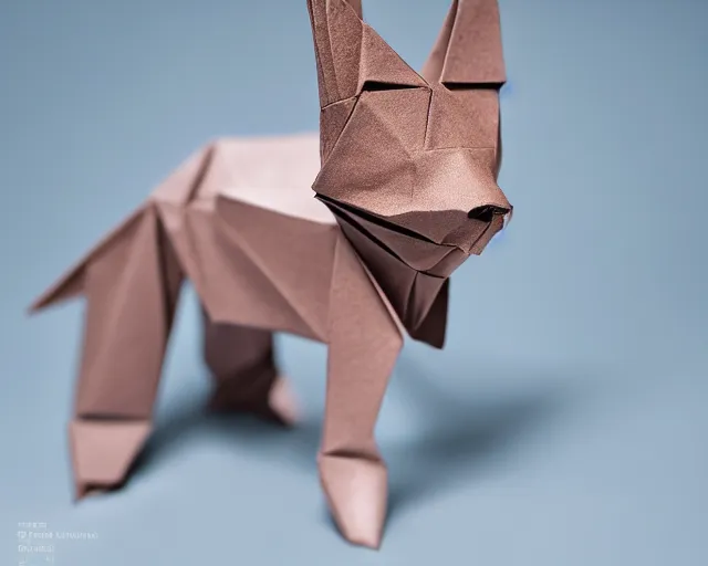 Image similar to an origami dog by akira yoshizawa, realistic, very detailed, studio lighting, bokeh, sigma 5 0 mm f 1. 4