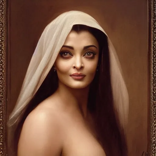 Image similar to aishwarya rai posing in veil, highly detailed artwork by roberto ferri