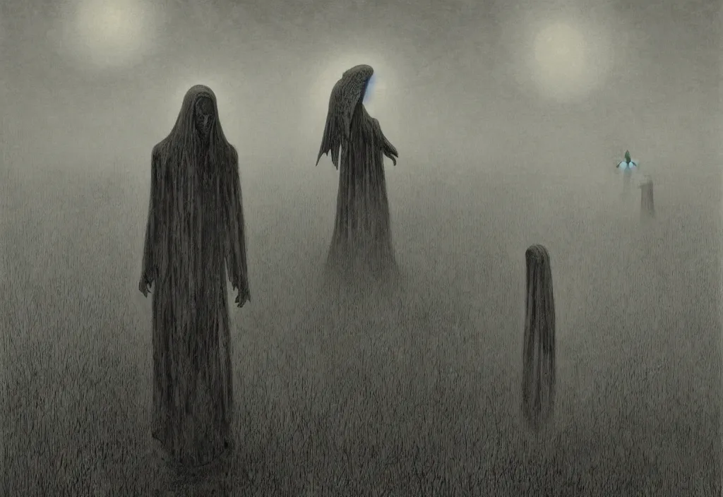 Prompt: the dark angel of death walking among the graves at st. louis cementer in new orleans by billelis, clive barker, and zdzisław beksinski