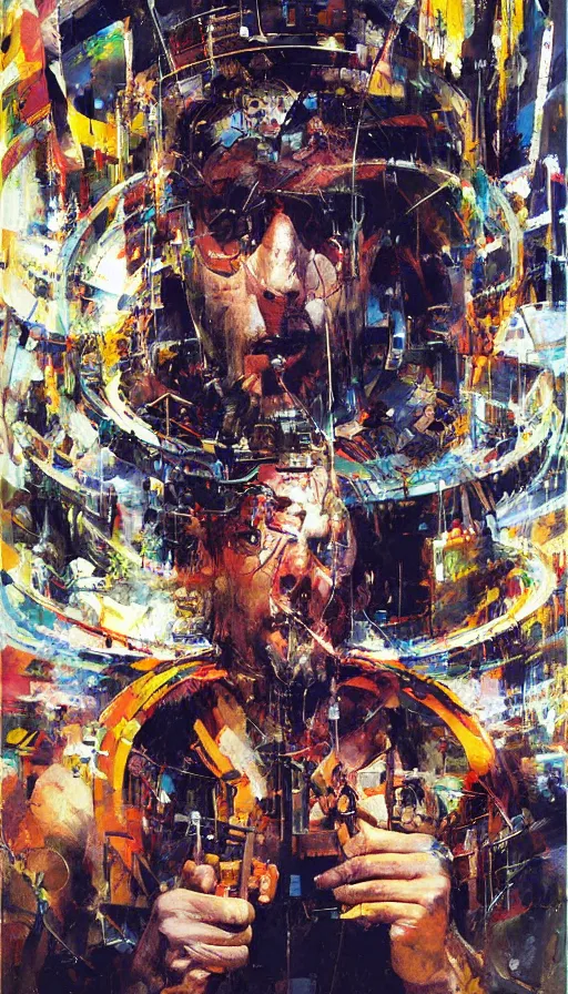 Prompt: portrait of a digital shaman, by john berkey