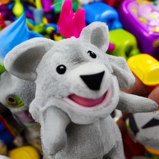 Image similar to up-close shot of a single cheap plastic animal toy in a dollar store