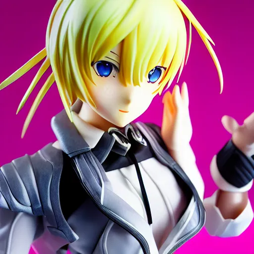 Image similar to High definition professional photograph of vocaloid figure, beautifully detailed and lights
