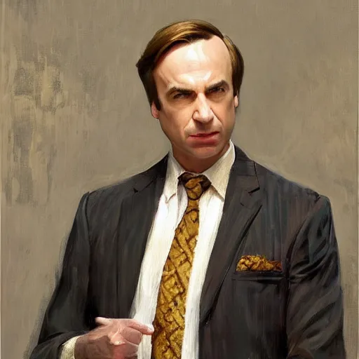 Prompt: saul goodman, better call saul, painting by sargent and leyendecker and greg hildebrandt n 9