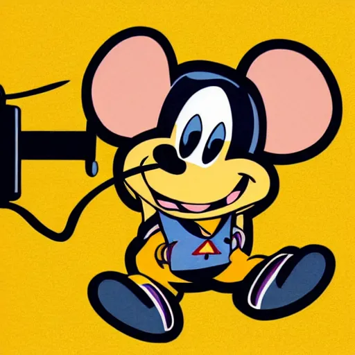 Prompt: 2 d traditional animation, portrait, upper body shot, mid shot, anthropomorphic mouse, female, wearing denim short shorts and a off yellow tank top shirt, in the style of rescue rangers