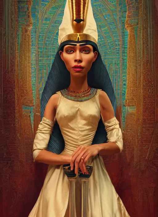 Prompt: an anthropomorphic beautiful female wizard of pharaoh holding magic wand portrait wearing robe, fine art, award winning, intricate, elegant, sharp focus, octane render, hyperrealistic, cinematic lighting, highly detailed, digital painting, 8 k concept art, art by jamie hewlett and z. w. gu, masterpiece, trending on artstation, 8 k