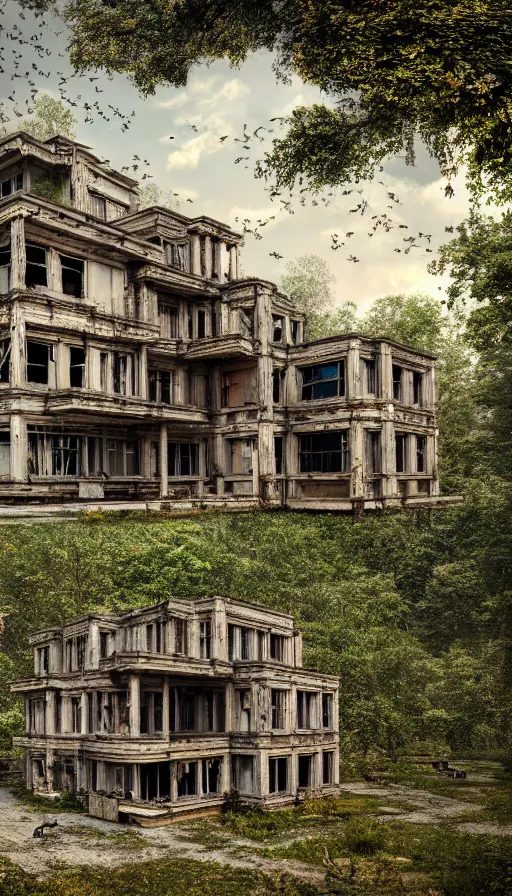 Image similar to a beautiful hyperdetailed rendering of city abandoned urbex nature ranch building architecture unfinished building by adolf loos, junglepunk nature lake, archdaily, wallpaper, highly detailed, trending on artstation.