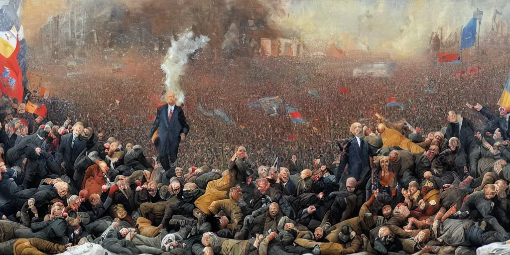 Prompt: fall of putin's regime, 2 0 2 2, detailed painting