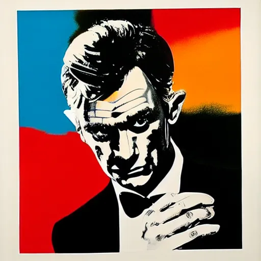 Image similar to james bond movie still by andy warhol,