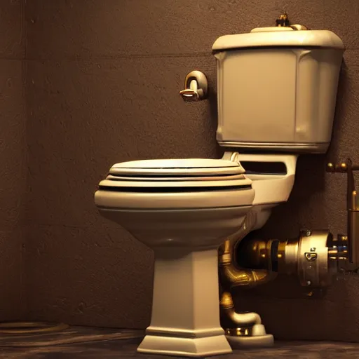 Prompt: steampunk toilet, octane render 4k