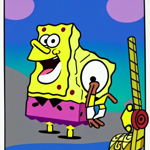 Prompt: spongebob squarepants as seen in spongebob tv show created and designed by stephen hillenburg,