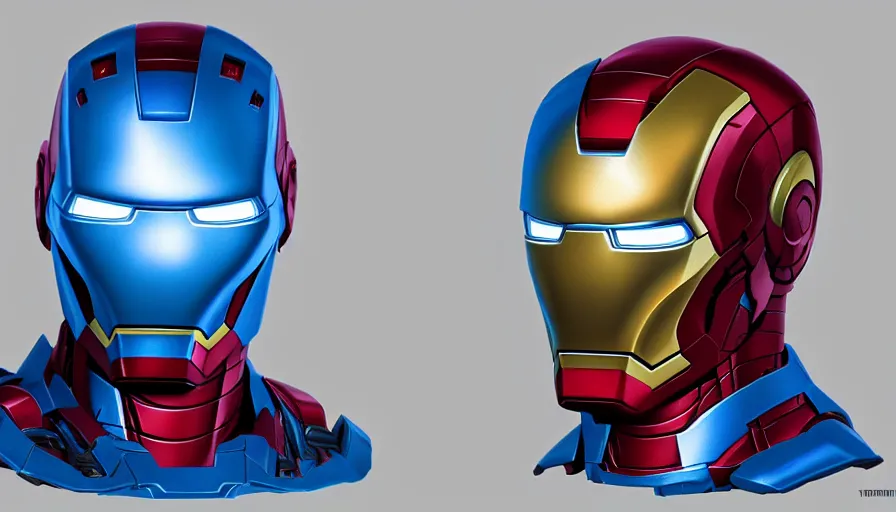 Image similar to hand painted bust of tom cruise as iron man in blue armor, hyperdetailed, artstation, cgsociety, 8 k