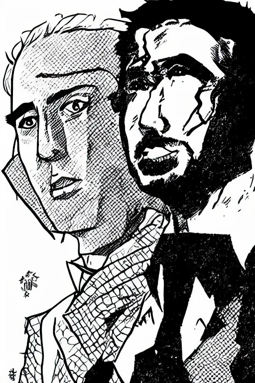 Prompt: Portrait of Nicholas Cage as a manga character